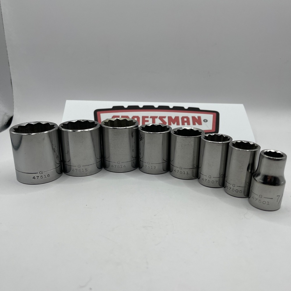 Craftsman G Series 1/2 Drive 12 Point SAE Socket Set 8pc 47501-47516 7/16 to 7/8